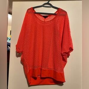 CANDY COUTURE PLUS SIZE VIBRANT SHEER LAYERED CROCHET TOP
